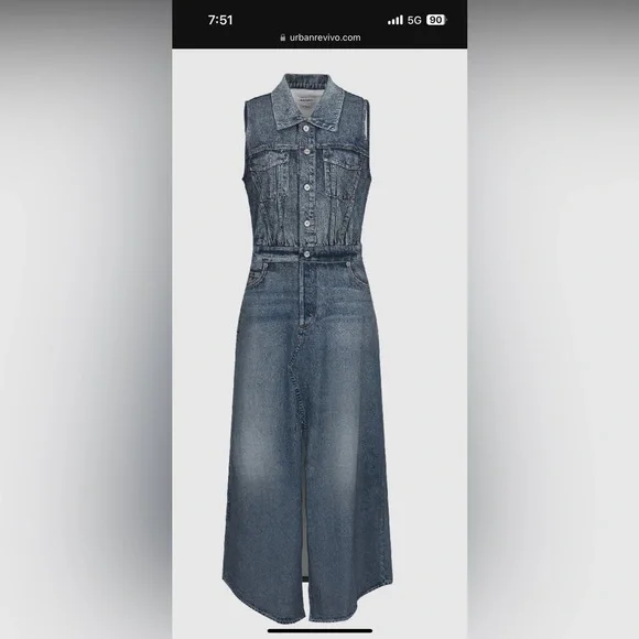 Urban Revivo Split hem sleeveless denim dress - Picture 3 of 7